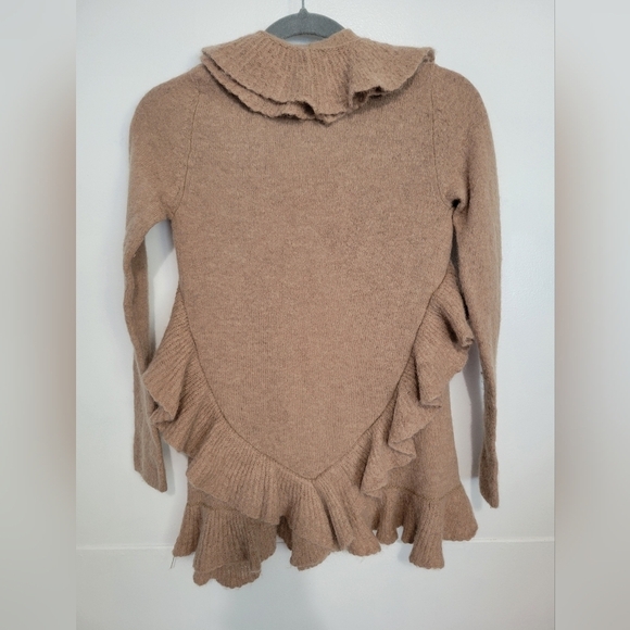 Etcetera Wool Blend Ruffle Cardigan Tan Size XS - Picture 3 of 8
